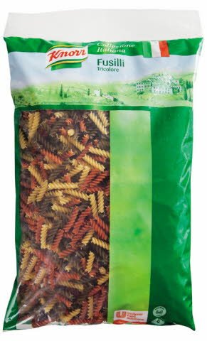 Knorr Fussilli Tricolore - tříbarevná vřetena 3 kg - Knorr Fussilli Tricolore - tříbarevná vřetena 3 kg -