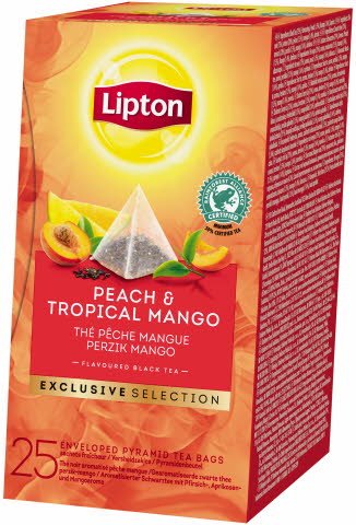 Lipton Černý čaj s příchutí broskve a manga 25 sáčků - Lipton Černý čaj s příchutí broskve a manga 25 sáčků -