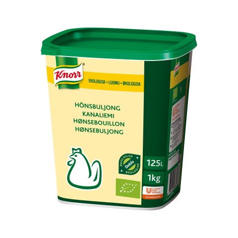 Knorr Økologisk Hønsebouillon, lavsalt, granulat, 1kg / 125L - Knorr Økologisk Hønsebouillon, lavsalt, granulat, 1kg / 125L -