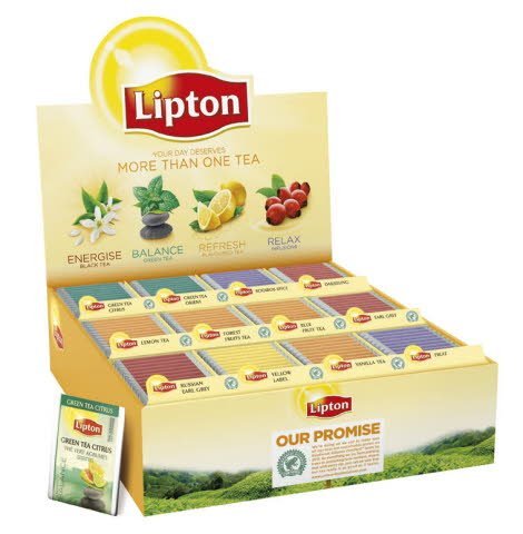 Lipton Assorteret Displaykasse, 12 x 15 breve - Lipton Assorteret Displaykasse, 12 x 15 breve -