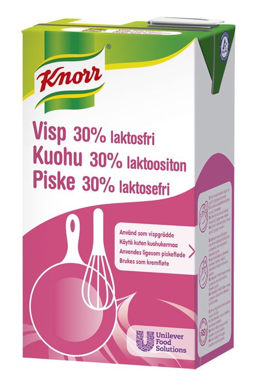 Knorr Piske 30%, laktosefri 1 l - Knorr Piske 30% er et laktosefrit flødealternativ, der er stabilt og luftigt i alle kolde applikationer Knorr Piske 30%, laktosefri 1 l - Knorr Piske 30% er et laktosefrit flødealternativ, der er stabilt og luftigt i alle kolde applikationer