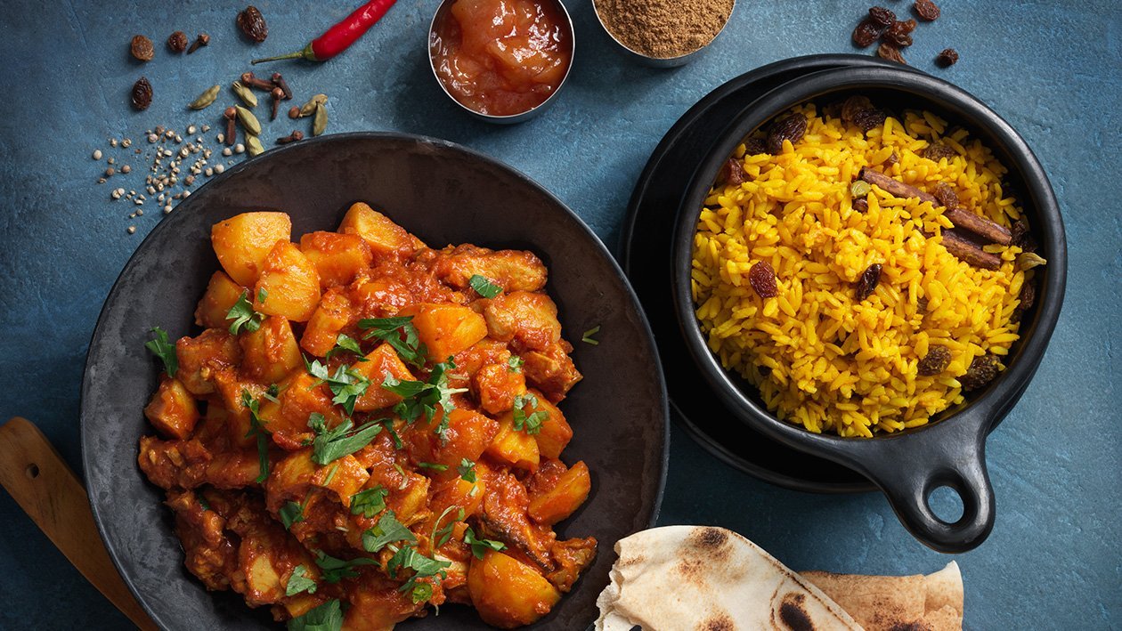Cape malay karry kylling med gule ris Cape malay karry kylling med gule ris