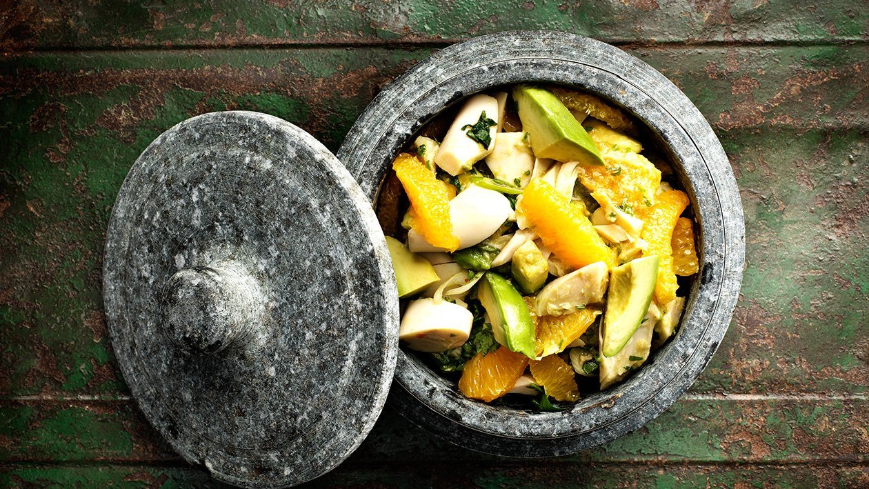 Palmitos e abacate salada - Appelsin, palmehjerte og avocadosalat Palmitos e abacate salada - Appelsin, palmehjerte og avocadosalat