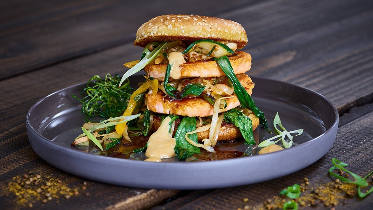 Asiatische Lachsburger Asiatische Lachsburger