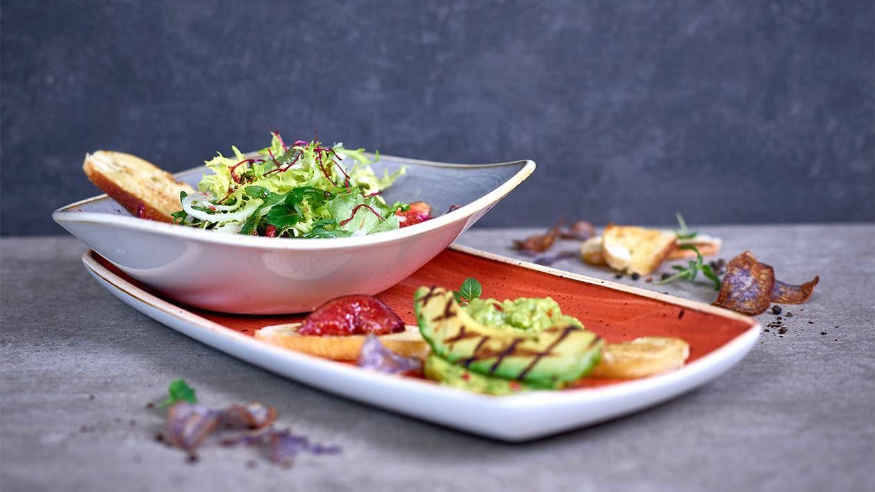 Avocado und Feige mariniert mit Himbeervinaigrette Avocado und Feige mariniert mit Himbeervinaigrette
