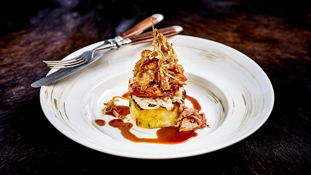 "Bubble and Squeak" vom Wildschwein mit Walnusskraut "Bubble and Squeak" vom Wildschwein mit Walnusskraut