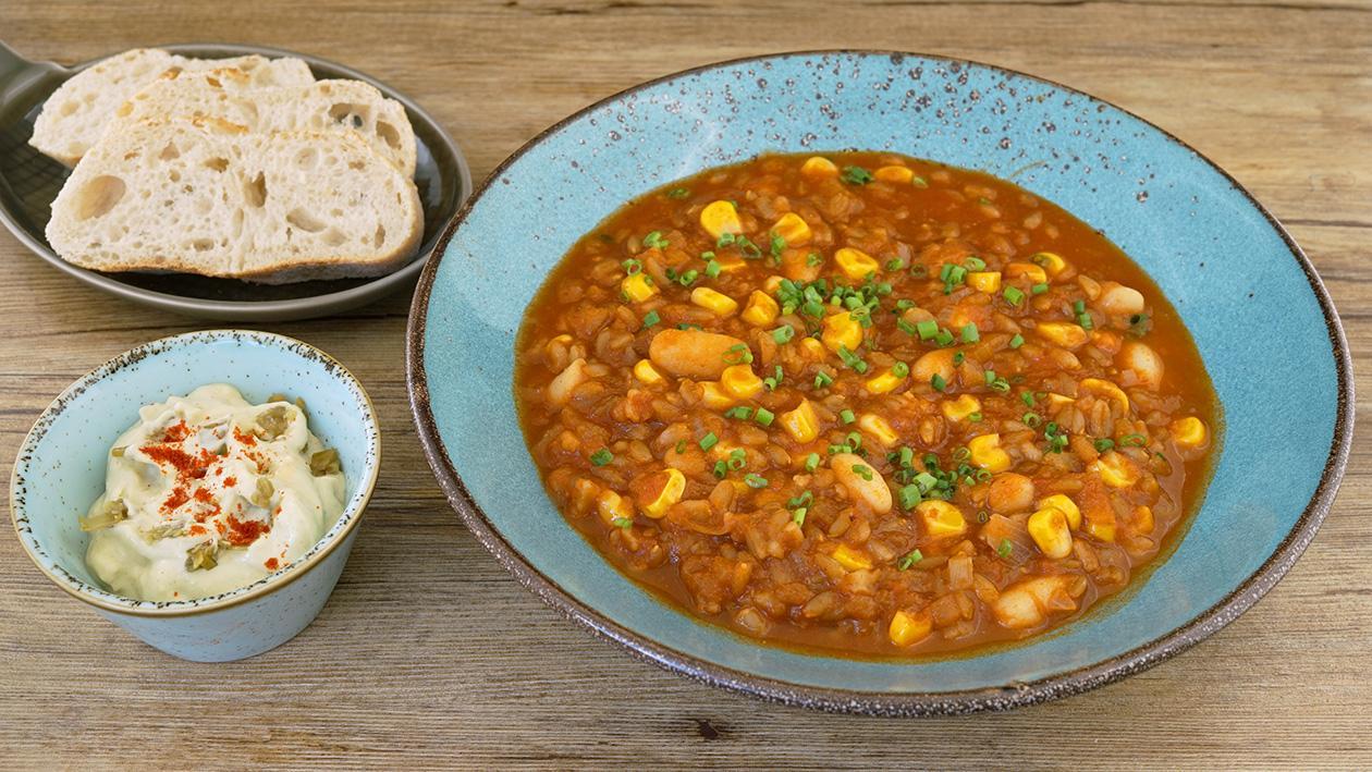 Chili sin Corn mit Guacamole Dipp Chili sin Corn mit Guacamole Dipp