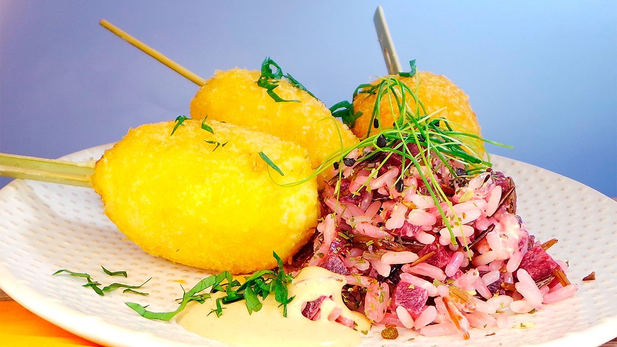 Corn Fritters mit Rote Beete - Wildreis Corn Fritters mit Rote Beete - Wildreis
