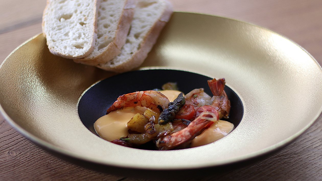 Garnelen Pfanne mit Hollandaise Garnelen Pfanne mit Hollandaise