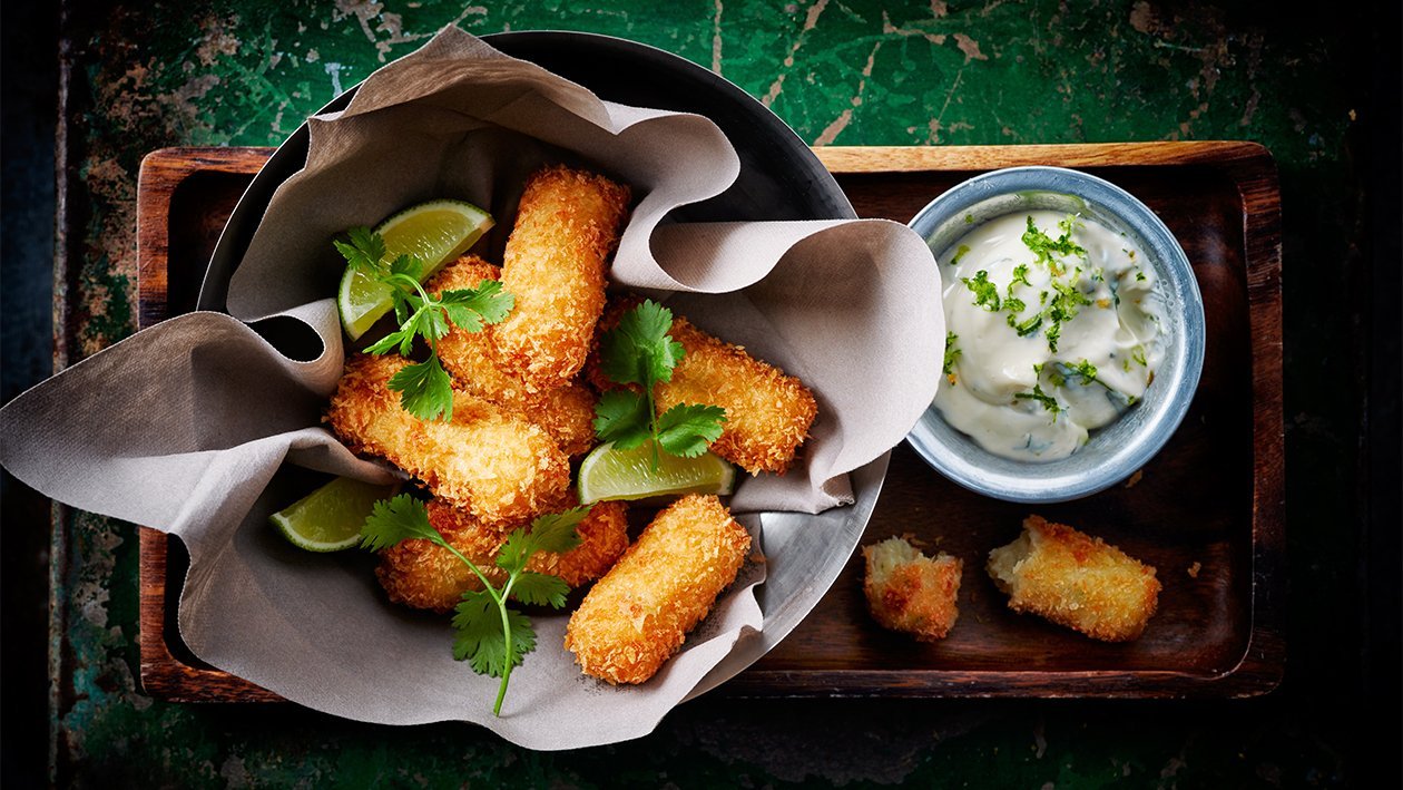 Geflügelkroketten mit grünem Curry Geflügelkroketten mit grünem Curry