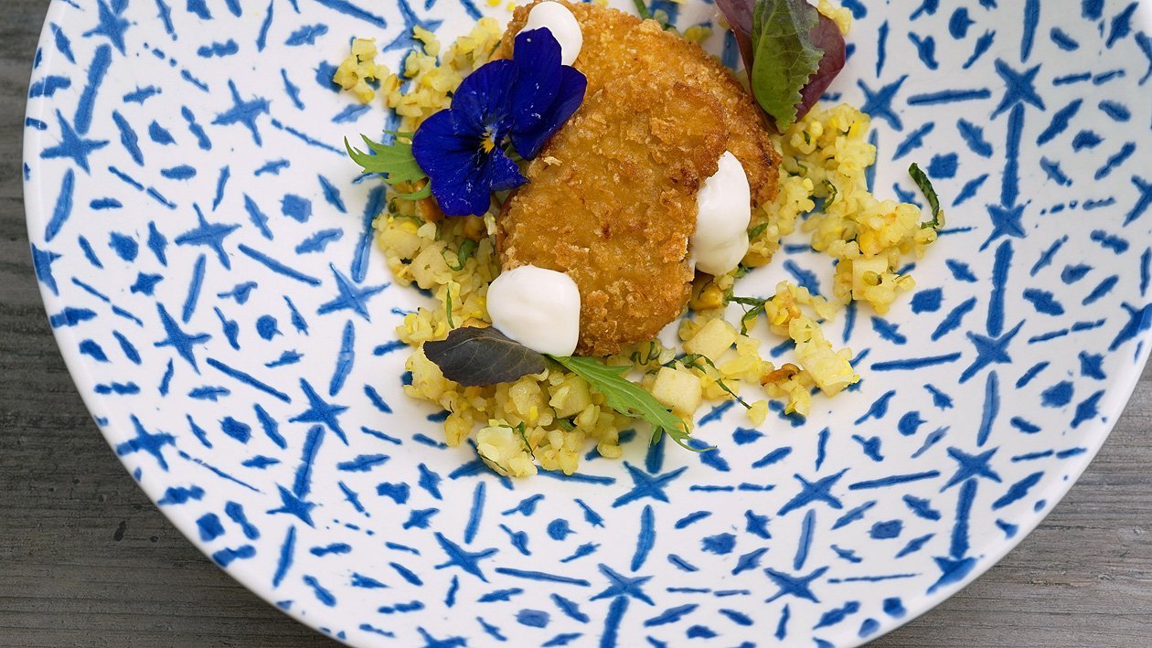 Getreidesalat Bulgur mit Apfel in Zitronen Vinaigrette & No Chicken Nugget Getreidesalat Bulgur mit Apfel in Zitronen Vinaigrette & No Chicken Nugget