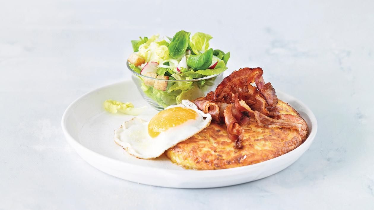 Knusprige Rösti mit Speck und Spiegelei Knusprige Rösti mit Speck und Spiegelei