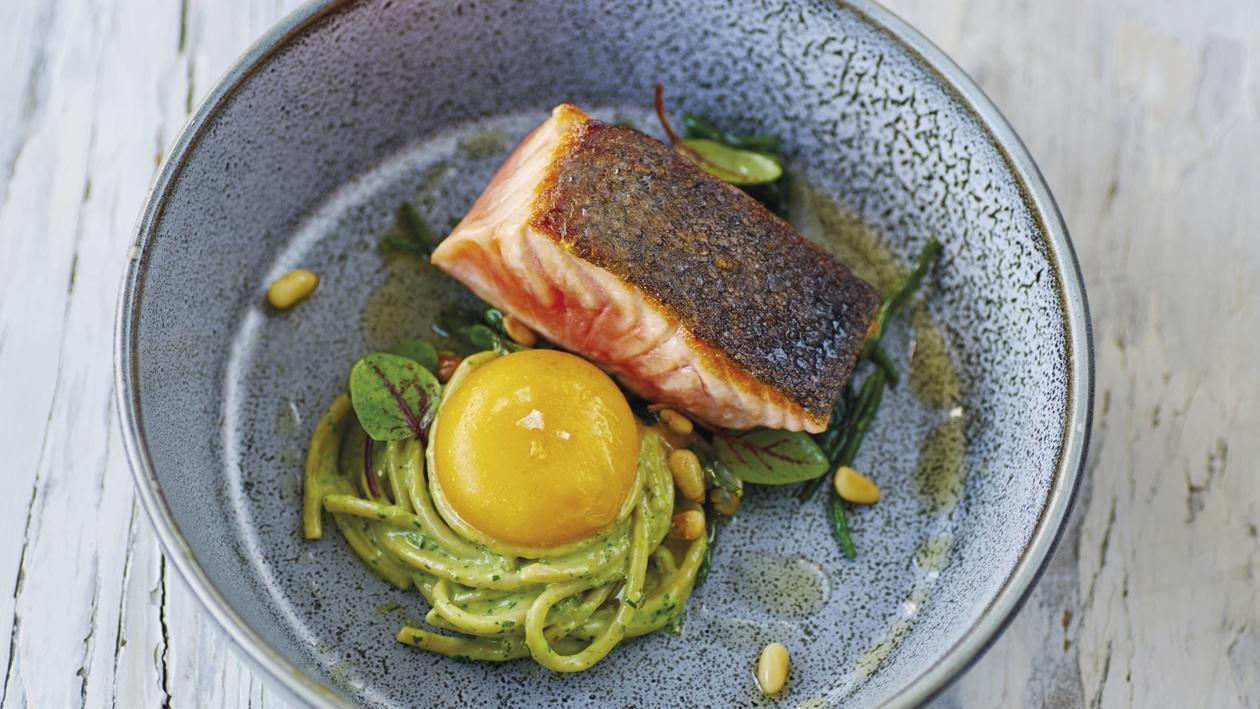 Lachs-Pesto-Spaghetti Lachs-Pesto-Spaghetti