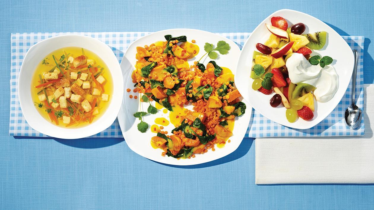 Linsencurry mit Spinat und Aprikosen Linsencurry mit Spinat und Aprikosen