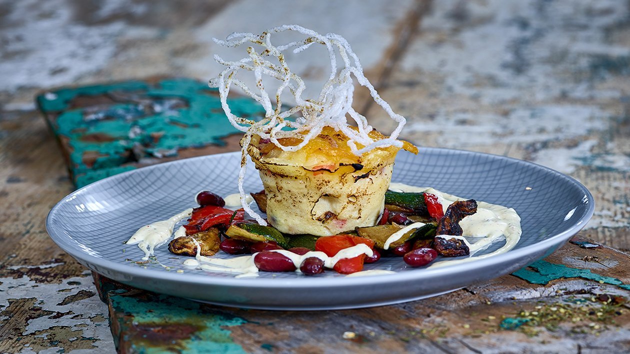 Maisküchlein mit Chiligemüse Maisküchlein mit Chiligemüse