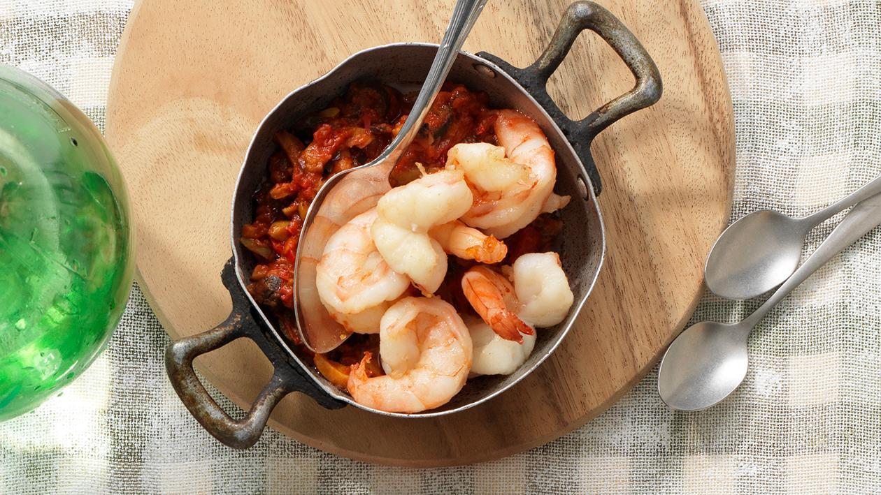 Riesengarnelen mit Tomaten-Oliven-Sauce Riesengarnelen mit Tomaten-Oliven-Sauce