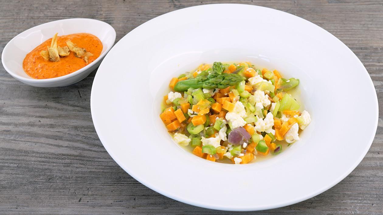 Rissoto von grünem Spargel, Süßkartoffeln und Frühlingszwiebeln Rissoto von grünem Spargel, Süßkartoffeln und Frühlingszwiebeln