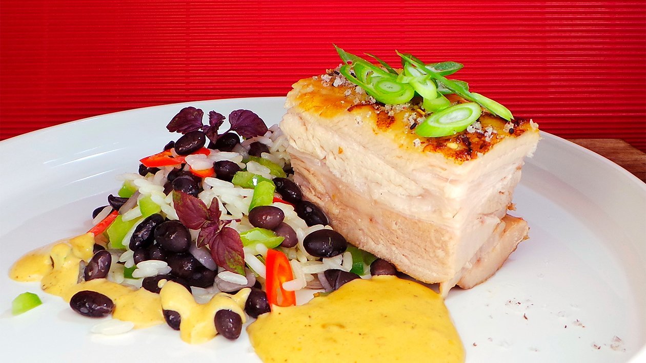 Schweinebauch mit schwarzem Bohnenreis Schweinebauch mit schwarzem Bohnenreis
