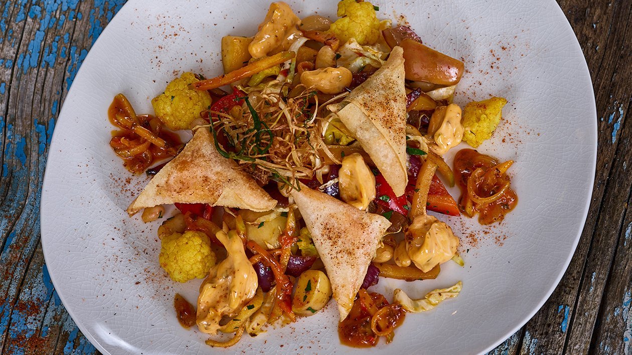 Warmer Chakalaka mit Sosaties und Apfel-Sambal Warmer Chakalaka mit Sosaties und Apfel-Sambal