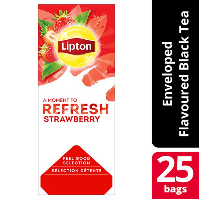 Lipton Μαύρο Τσάι Φράουλα 25 Φακελάκια -
