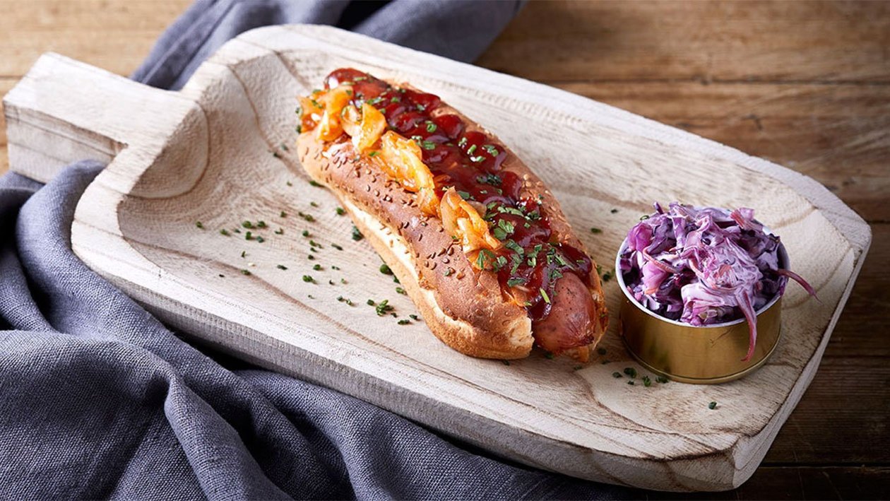 Hot Dog με Βουβαλίσιο Λουκάνικο Μοτσαρέλα αρωματισμένο με Μπάρμπεκιου Hot Dog με Βουβαλίσιο Λουκάνικο Μοτσαρέλα αρωματισμένο με Μπάρμπεκιου