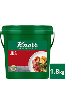 KNORR Jus Gluten Free 1.8kg - KNORR Jus Gluten Free is the perfect companion for your premium dishes. It delivers roasted and caramelised flavours with a superior rich meaty taste.