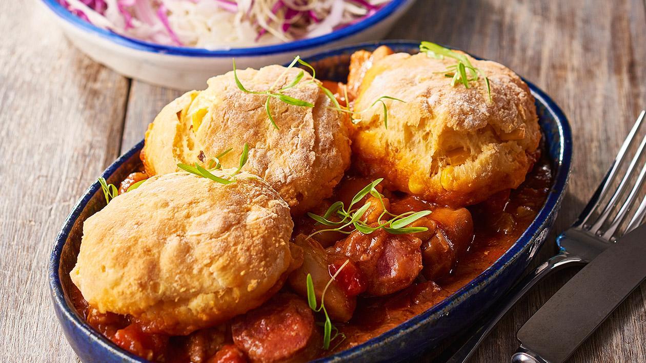Chicken Gumbo Pie and Corn Biscuits – Recipe Chicken Gumbo Pie and Corn Biscuits – Recipe