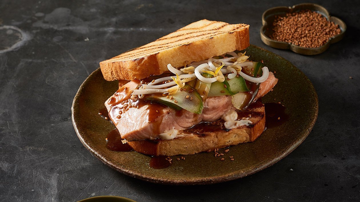 Fried Salmon Steak Sandwich with Teriyaki Mayo – Recipe Fried Salmon Steak Sandwich with Teriyaki Mayo – Recipe