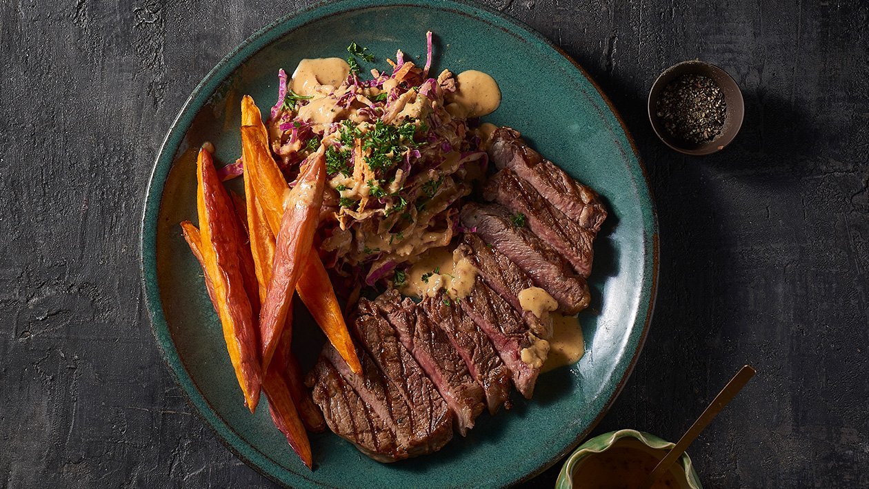 Grilled Scotch Fillet with Tom Chilli Hummus – Recipe Grilled Scotch Fillet with Tom Chilli Hummus – Recipe
