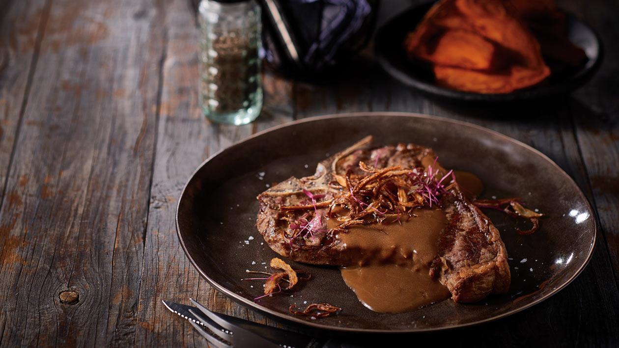 King Cut T-Bone with Smoked Garlic and Bourbon Dianne – Recipe King Cut T-Bone with Smoked Garlic and Bourbon Dianne – Recipe