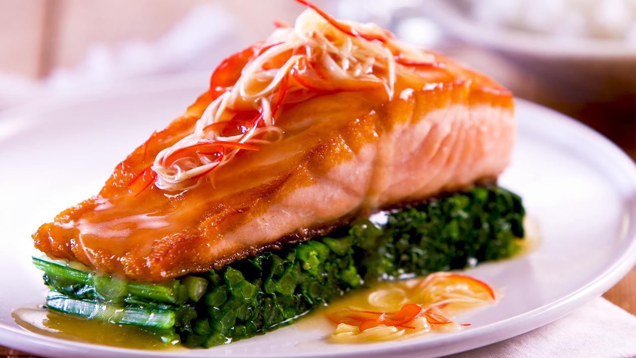 Roasted Salmon Fillet, Lemon Ginger Dressing Recipe Unilever Food