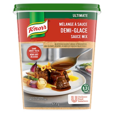 Knorr® Professional Demi Glace Sauce Mix 6 x 813 gr - A demi-glace that has a perfect balance of flavours is critical for beef entrées.