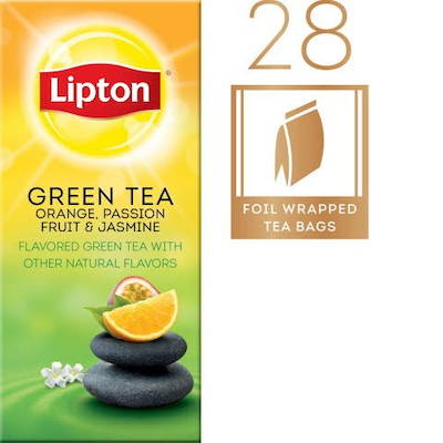 Lipton® Hot Tea Bags Enveloped Green Tea Orange Passionfruit Jasmine pack of 6, 28 count -