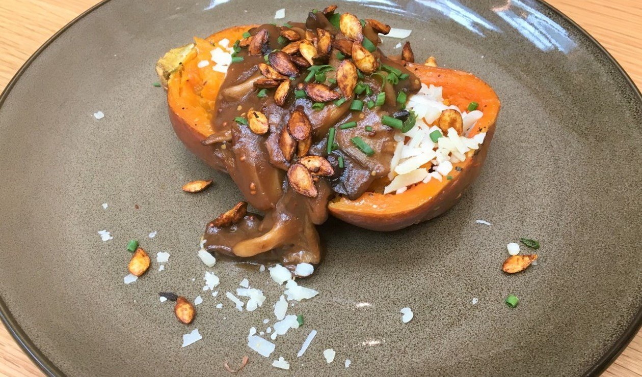 Loaded Honeynut Squash with Wild Mushroom Gravy – recipe Loaded Honeynut Squash with Wild Mushroom Gravy – recipe