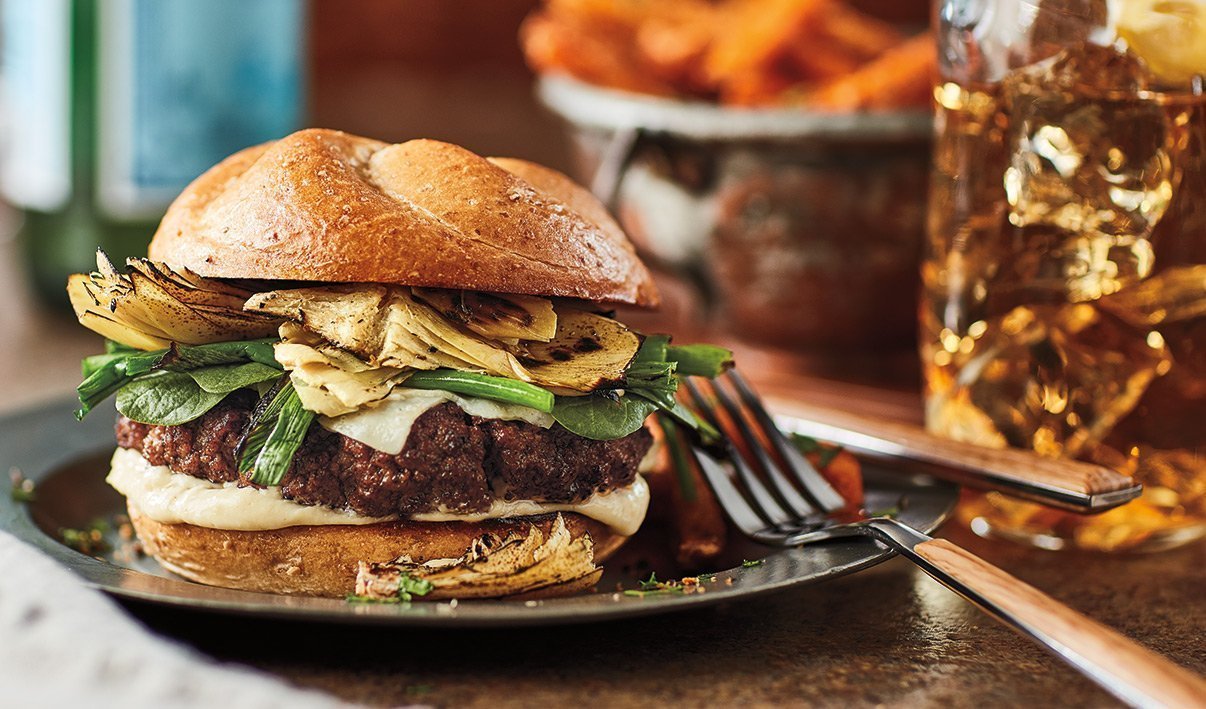 Cheeseburger with Grilled Artichokes Cheeseburger with Grilled Artichokes