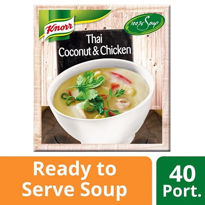 Knorr 100% Thai Coconut & Chicken Soup 4 x 2.4L - Delight your customers with new Asian style Knorr 100% Soups.