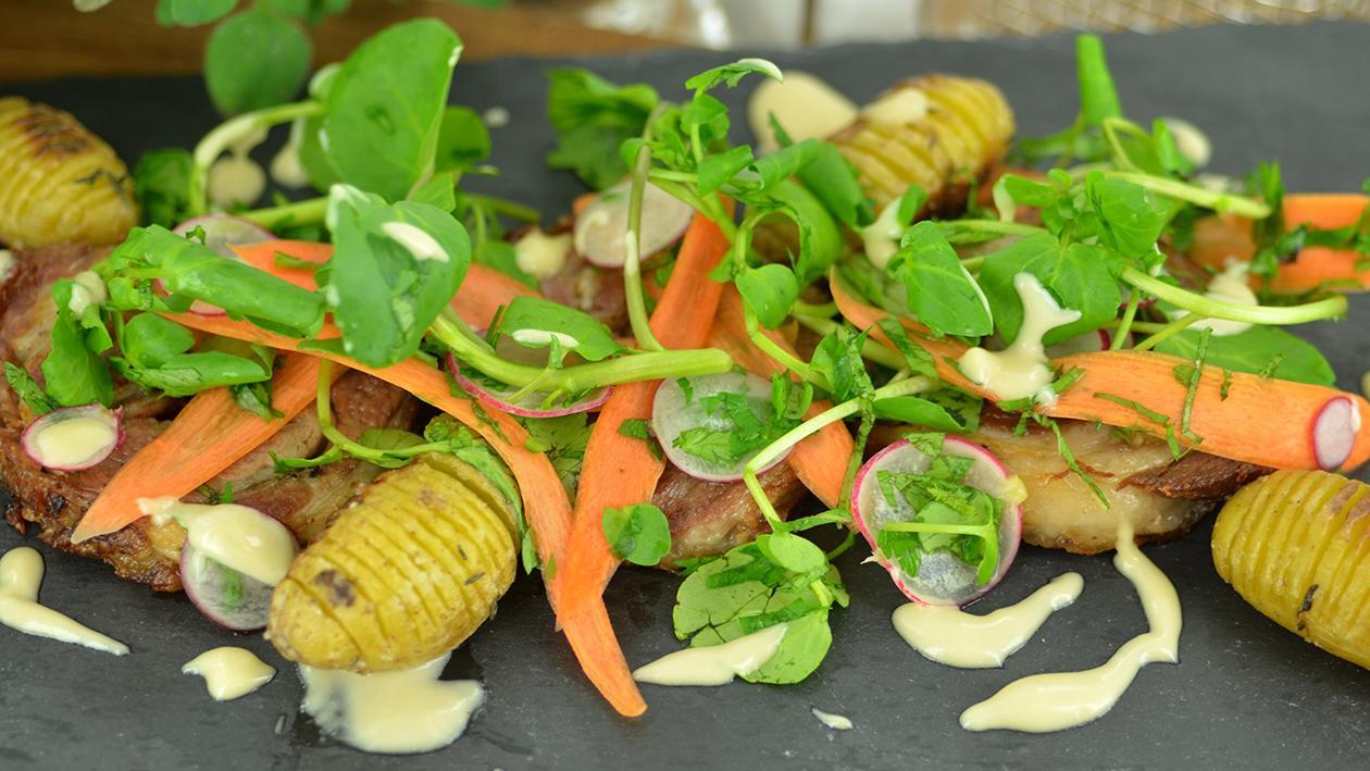 Crispy lamb with a radish, carrot and parsley salad – recipe Crispy lamb with a radish, carrot and parsley salad – recipe
