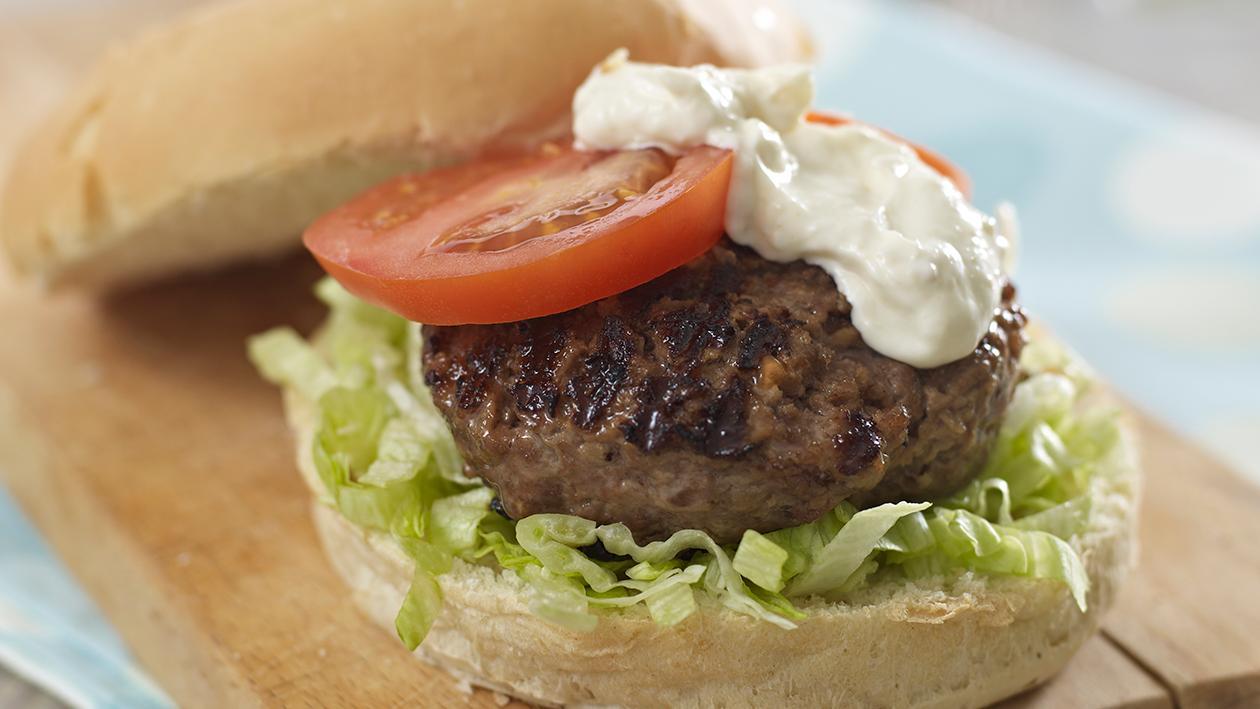 Short rib and steak burger with COLMAN'S horseradish – recipe Short rib and steak burger with COLMAN'S horseradish – recipe