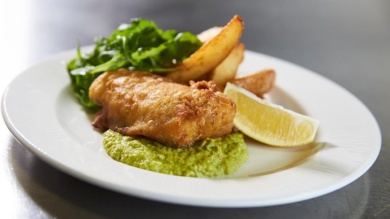 Image result for fish and chips with peas