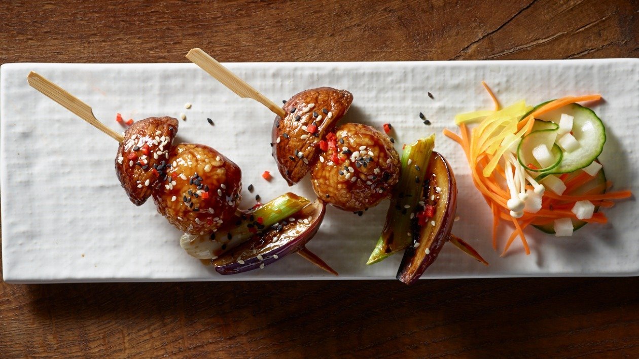 Teriyaki glazed rice & vegetable skewers – recipe Teriyaki glazed rice & vegetable skewers – recipe
