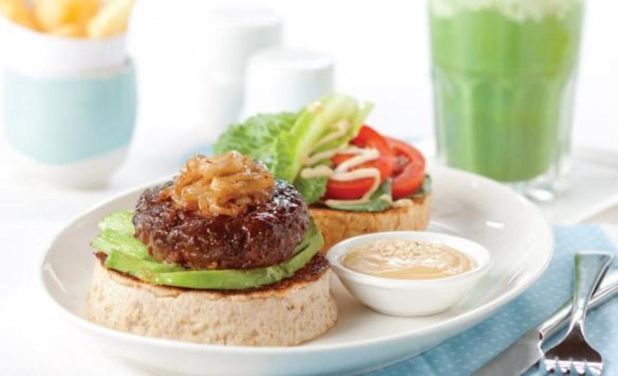 Beef Teriyaki-Glazed Burger With Toasted Sesame Mayonnaise Beef Teriyaki-Glazed Burger With Toasted Sesame Mayonnaise