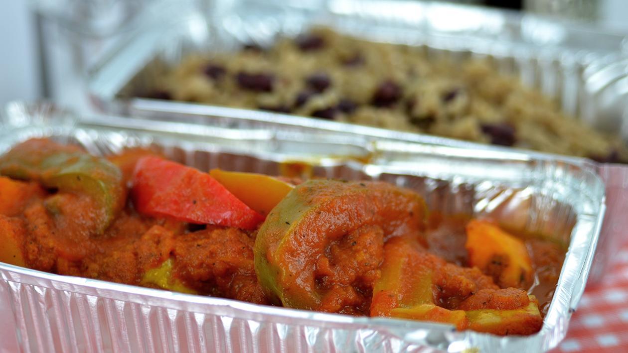 Butternut squash and sweet potato curry with rice and peas Butternut squash and sweet potato curry with rice and peas