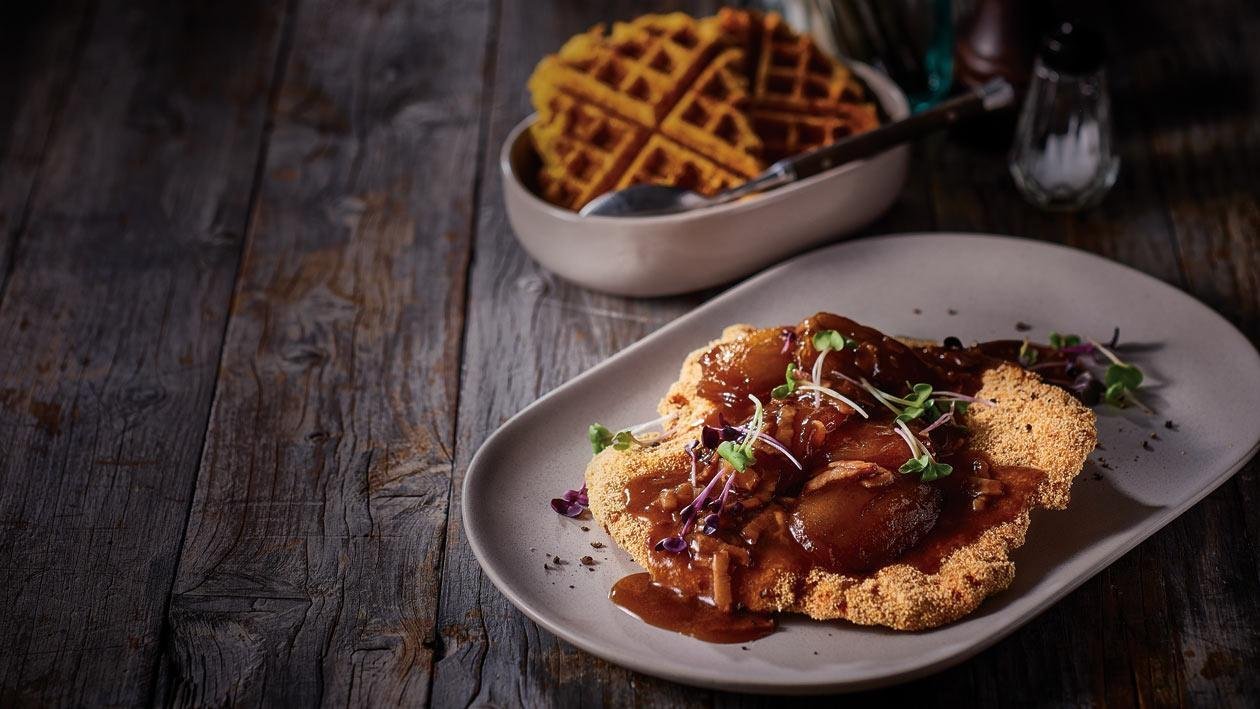 Pork Leg Schnitzel with Maple Caramelised Apple and Bacon Gravy Pork Leg Schnitzel with Maple Caramelised Apple and Bacon Gravy