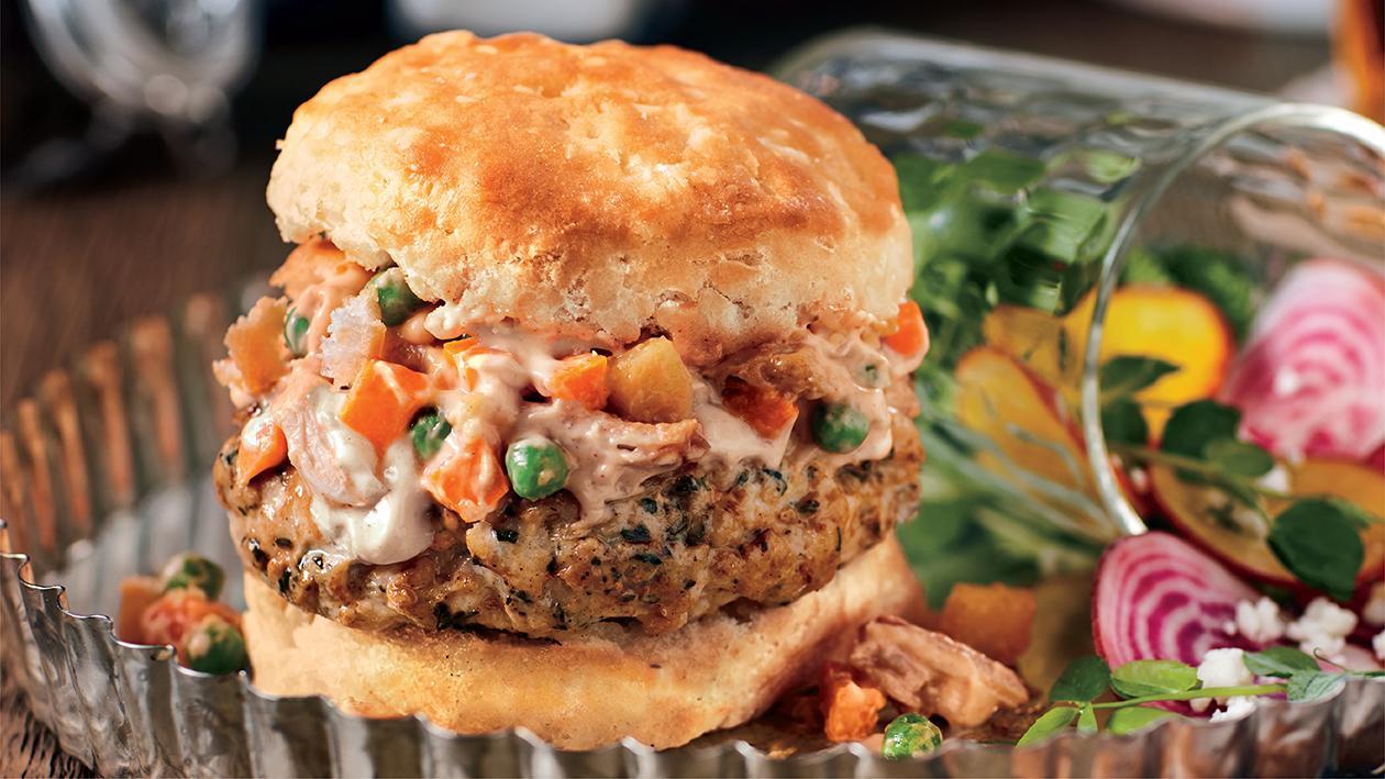 Smoked Chicken Pot Pie Burger Smoked Chicken Pot Pie Burger