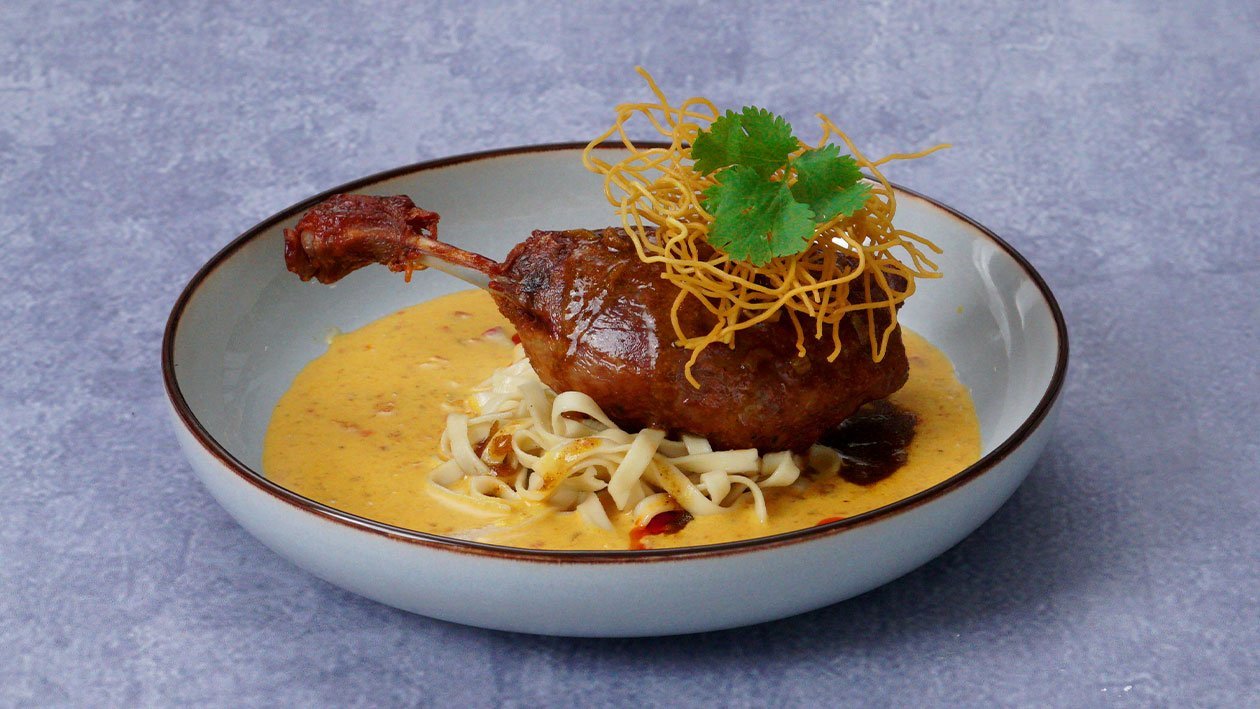 Duck Confit with Curry Demi-Glace and Khao Soi Duck Confit with Curry Demi-Glace and Khao Soi