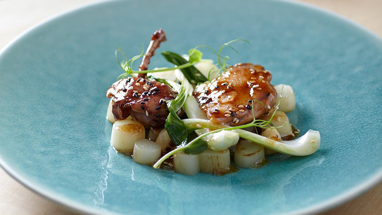 Salad with Teriyaki Quail, Asparagus and Bok Choy Salad with Teriyaki Quail, Asparagus and Bok Choy