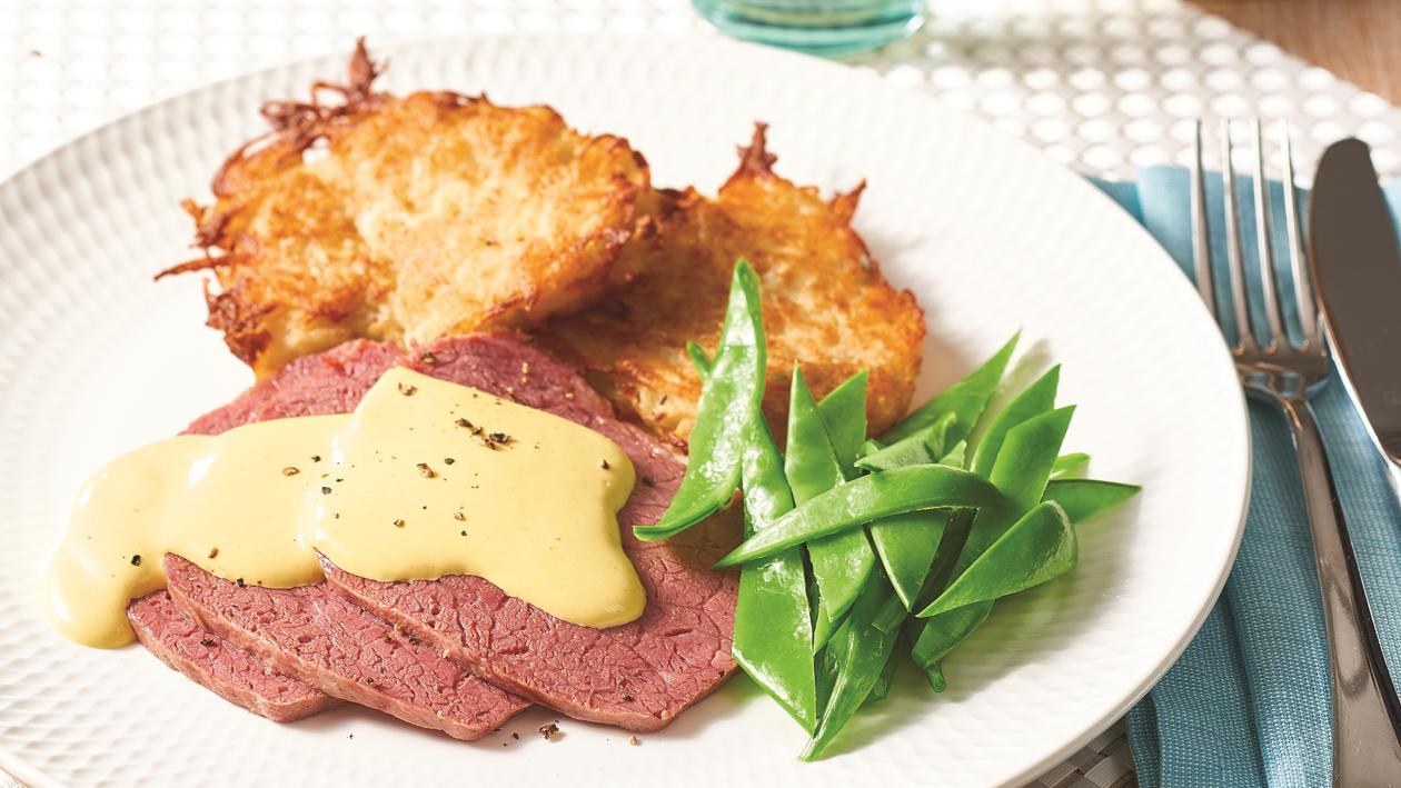 Corned Beef and Potato Hash with Creamy Mustard Sauce – Recipe Corned Beef and Potato Hash with Creamy Mustard Sauce – Recipe