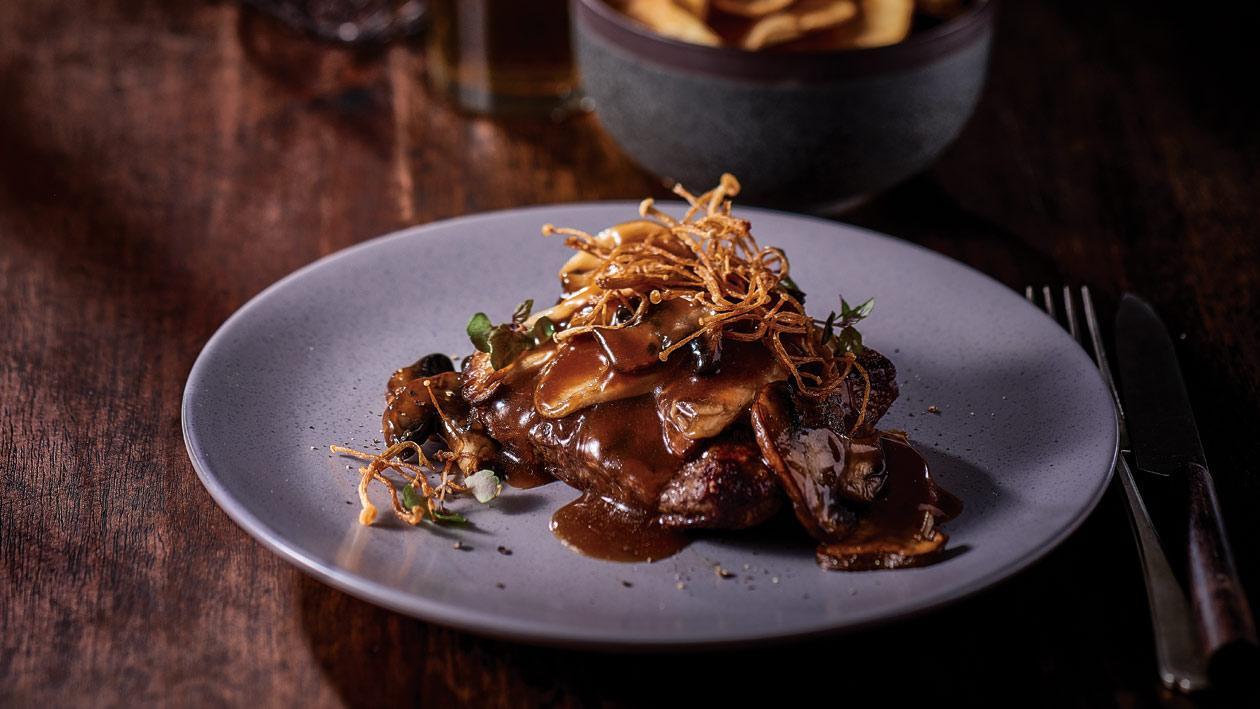Flat Iron with Truffle Triple Mushroom Sauce – Recipe Flat Iron with Truffle Triple Mushroom Sauce – Recipe