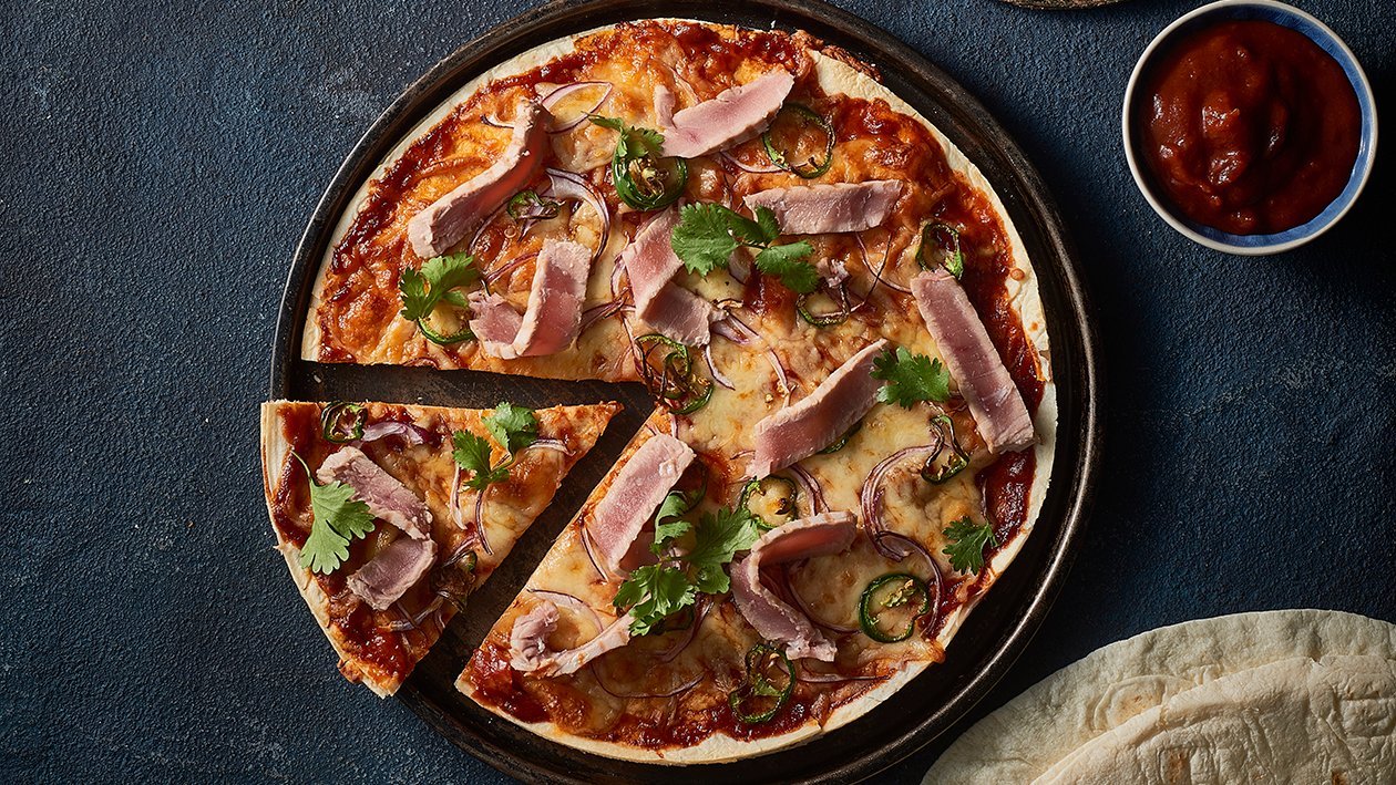 Fried Tostada Pizza with Tuna – Recipe Fried Tostada Pizza with Tuna – Recipe