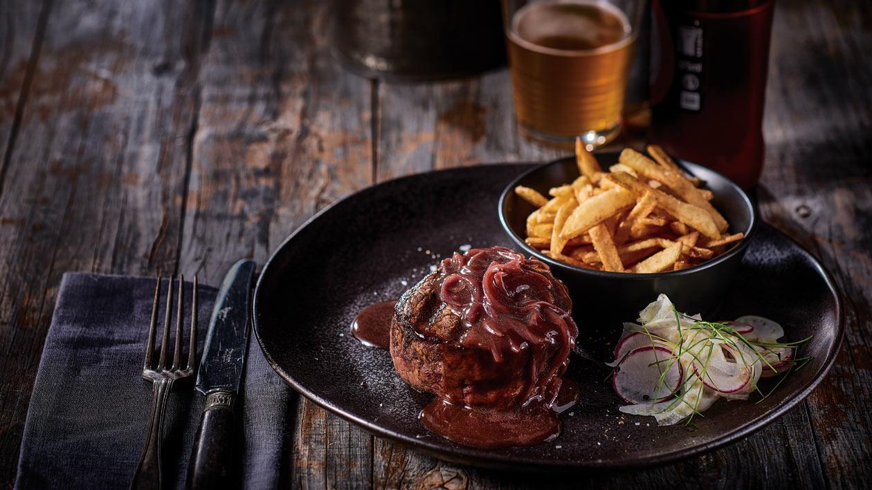Grass Fed Fillet Steak with Shiraz Onion Sauce – Recipe Grass Fed Fillet Steak with Shiraz Onion Sauce – Recipe